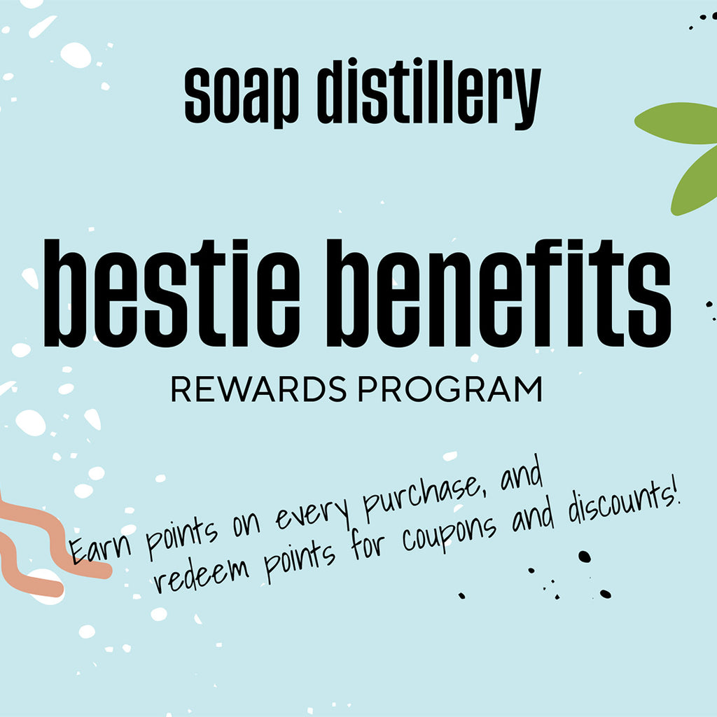image of graphic header for bestie benefits rewards program. earn points with every purchase.