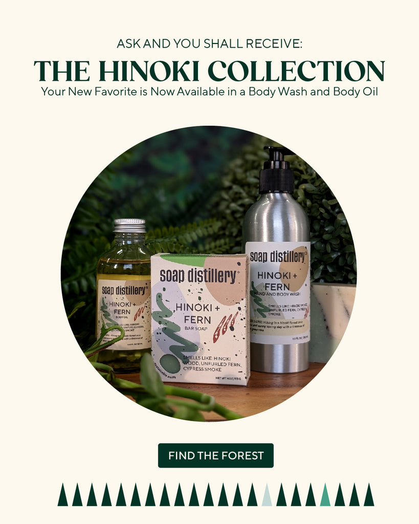 ask and you shall receive: the hinoki collection is here. Your new favorite is now available in a body wash and body oil. Call to action: Find the Forest. Links to the hinoki collection.