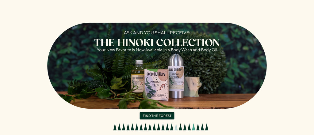 ask and you shall receive: the hinoki collection is here. Your new favorite is now available in a body wash and body oil. Call to action: Find the Forest. Links to the hinoki collection.