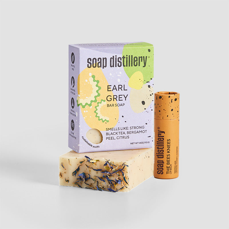 image of Soap Distillery's Earl Grey Bar Soap and Bees Knees Lip balm
