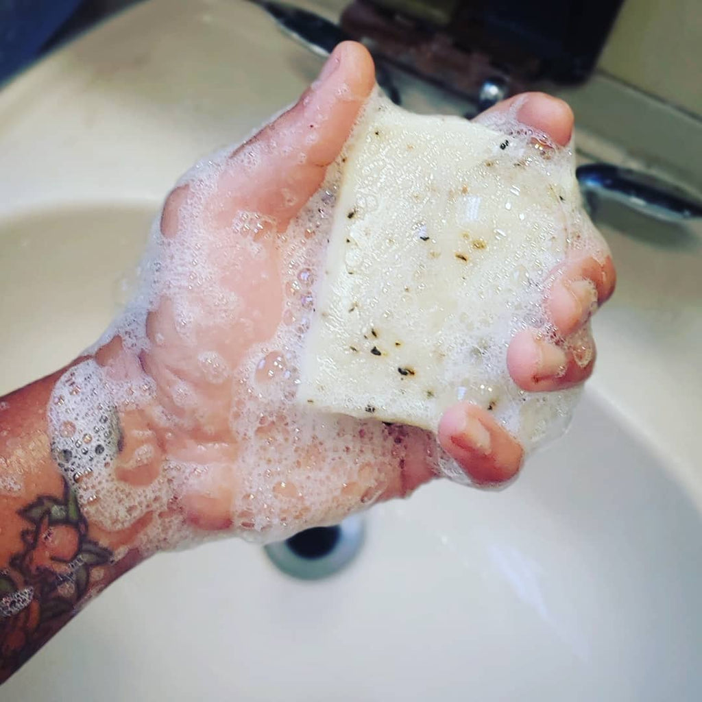image of wet soap with lots of lather